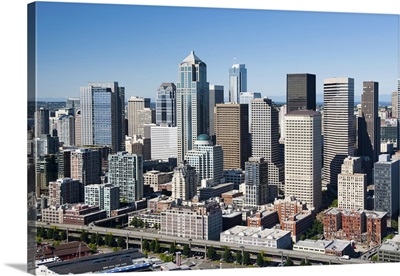 Downtown Seattle skyline, WA, USA - Aerial Photograph