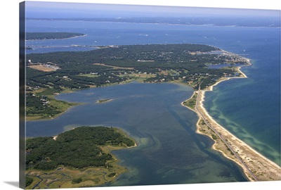 Edgartown Beach, Martha's Vineyard, Massachusetts, USA - Aerial Photograph