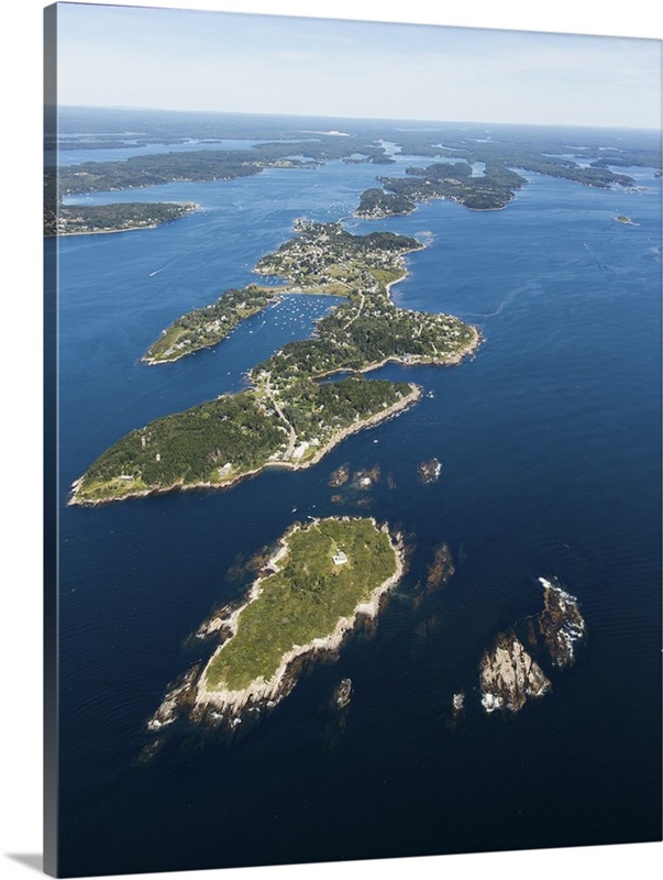 Jaquish Island, Harpswell, Maine, USA Aerial Photograph Wall Art, Canvas Prints, Framed Prints