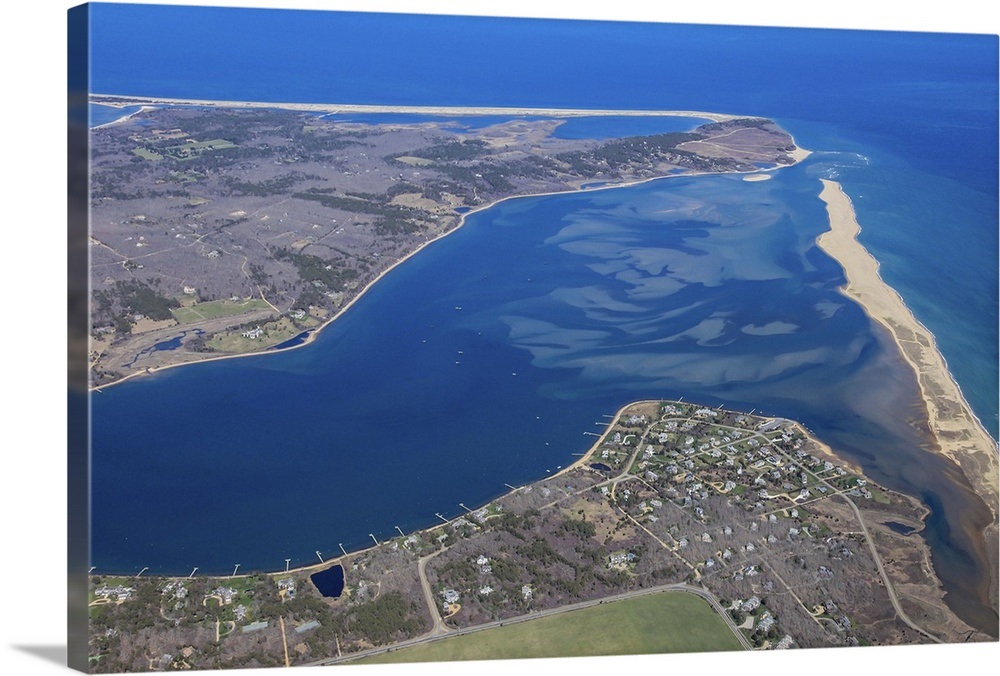 Katama Bay, Norton Point, Martha's Vineyard, MA, USA Aerial Photograph Wall Art, Canvas Prints