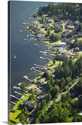 Lake Washington shoreline and docks, WA, USA - Aerial Photograph