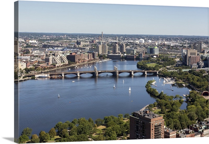 Longfellow Bridge Over Charles River, Boston, Massachusetts Aerial Photograph Great Big Canvas