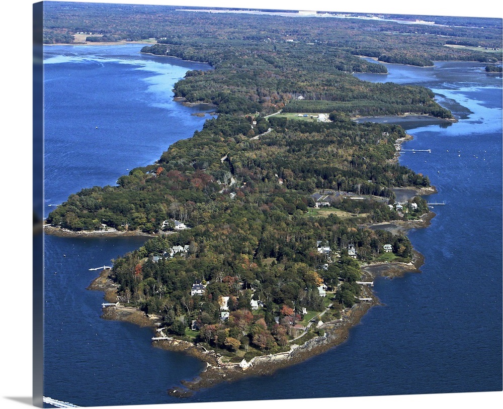 Mere Point, Brunswick, Maine, USA Aerial Photograph Wall Art, Canvas