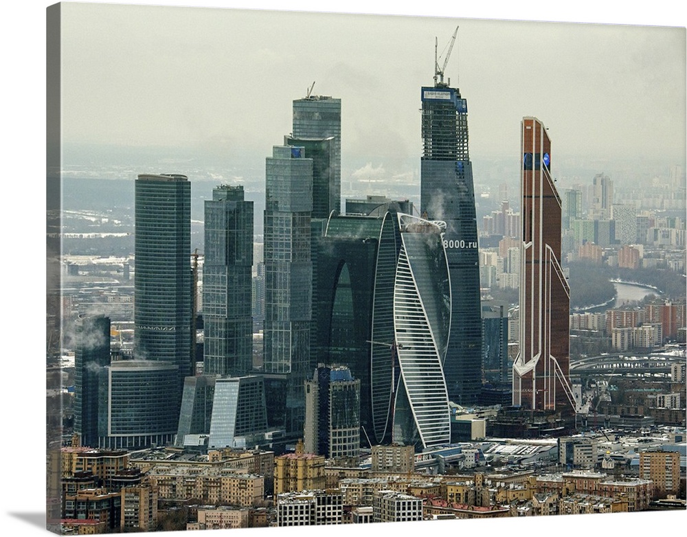 Financial district Moscow City Night Russia 3.2 Wall Art Canvas Picture Print 