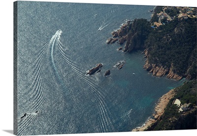 Motor Boat In Costa Brava, Catalonia - Aerial Photograph