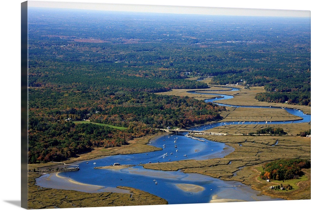 North River, Scituate Aerial Photograph Wall Art, Canvas Prints