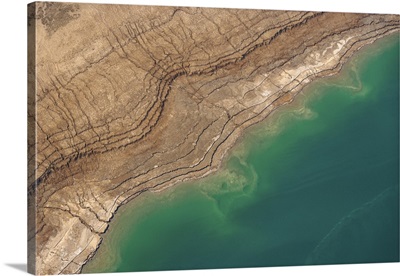 Observation of Dead Sea Water Level Drop, Israel - Aerial Photograph