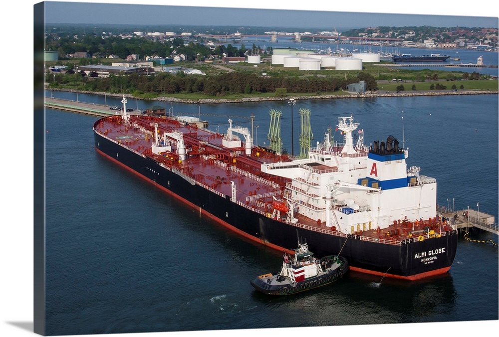 Oil Tanker Almi Globe At Port of Portland, South Portland, Maine - Aerial Photograph