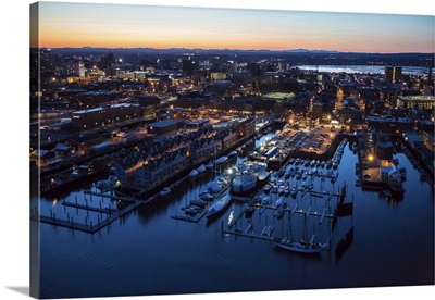Old Port At Night, Maine - Aerial Photograph