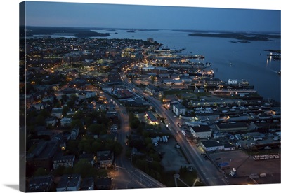 Old Port At Night, Maine, USA - Aerial Photograph