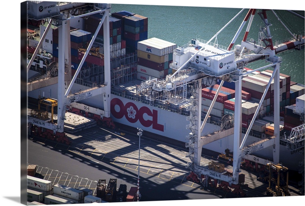OOCL Aerica Loading Up In Port Melbourne, Victoria - Aerial Photograph