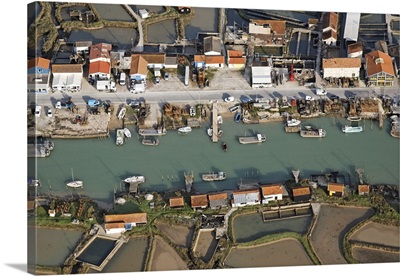 Oyster Sites Along the Tremblade Channel, France - Aerial Photograph