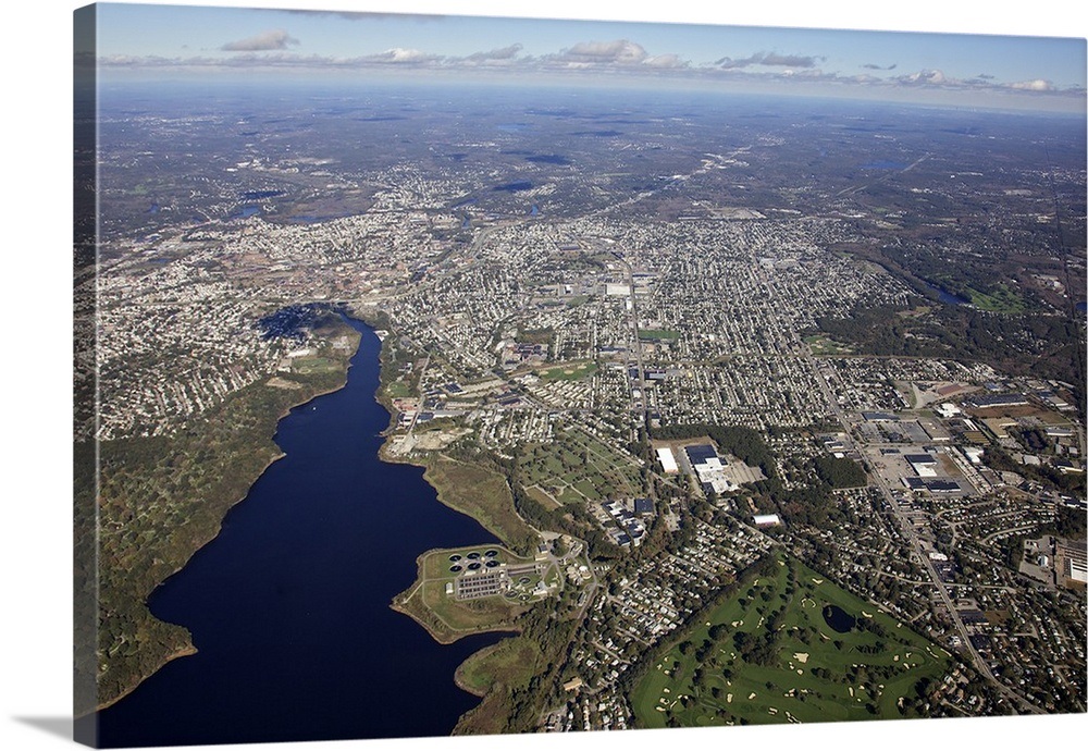 Pawtucket, Providence, Rhode Island, USA Aerial Photograph Wall Art