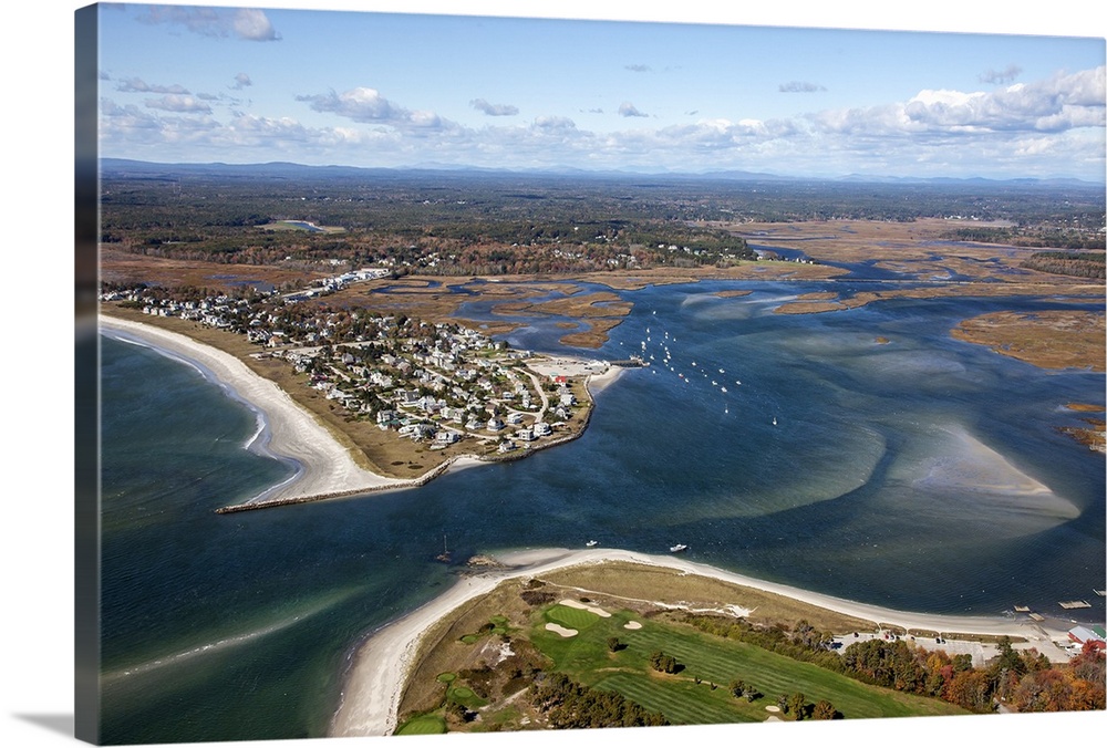 PIne Point Beach, Scarborough, Maine, USA Aerial Photograph Wall Art