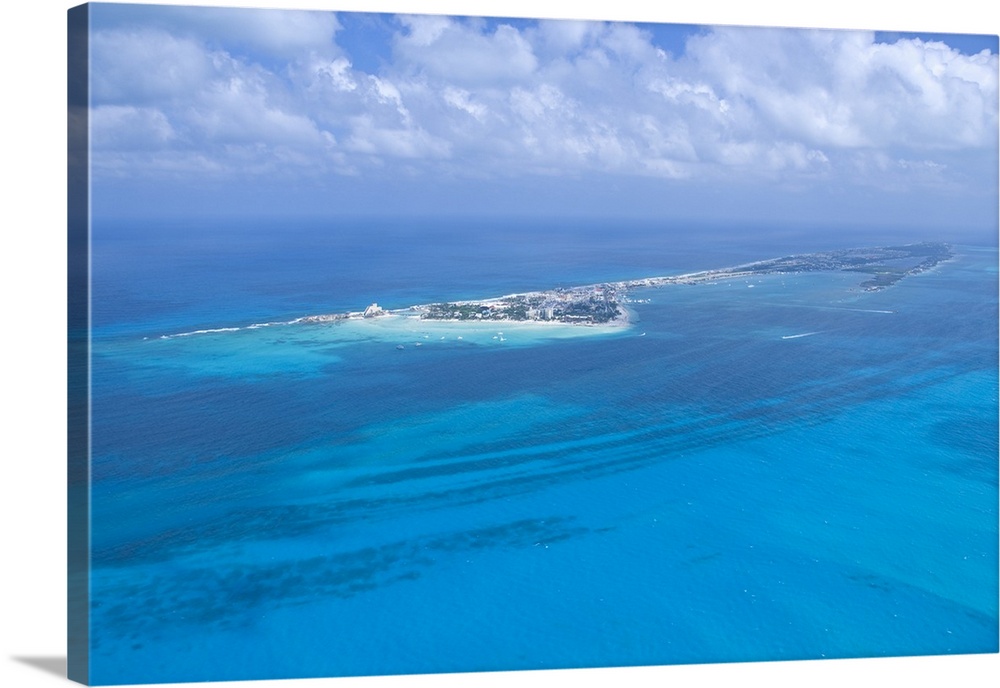 Playa Norte And The Hotel Zone,Isla Mujeres, Mexico - Aerial Photograph