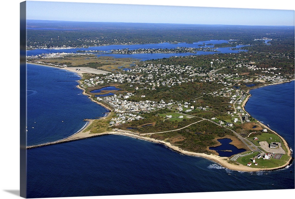 Point Judith, Rhode Island, USA Aerial Photograph Wall Art, Canvas