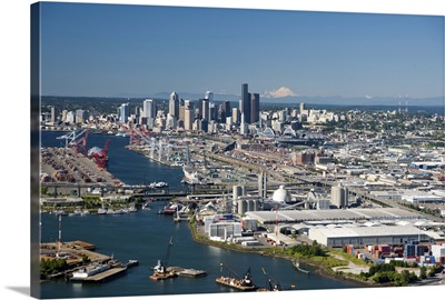 Port of Seattle on Elliott Bay, WA, USA - Aerial Photograph