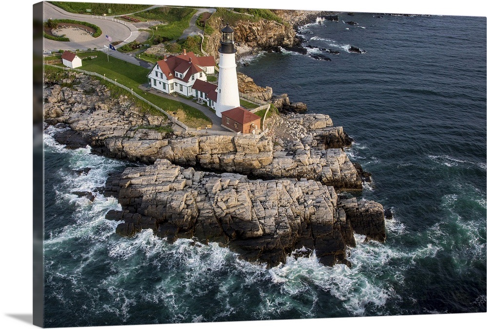 Portland Head Light, Cape Elizabeth, Maine Aerial Photograph Wall Art