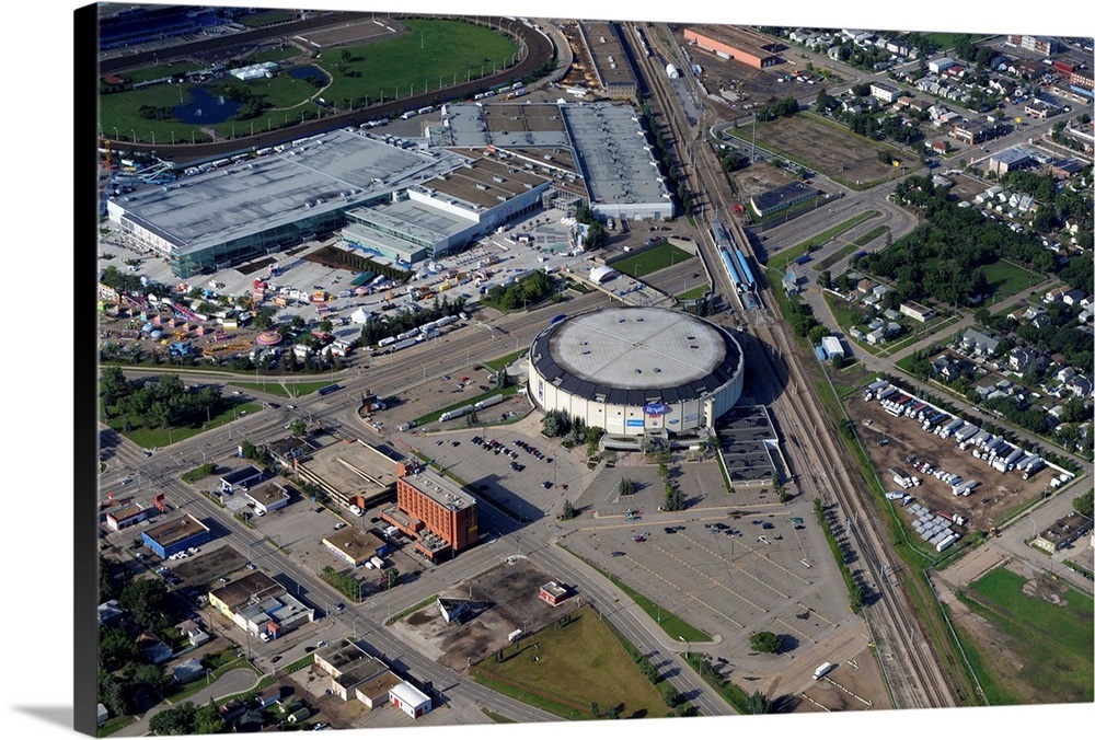 Rexall Place, Edmonton Aerial Photograph Wall Art, Canvas Prints