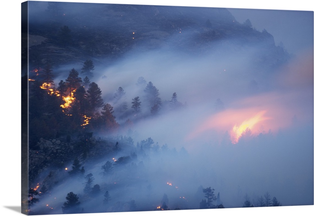 Smoke And Flame From a Wildland Fire, Rocky Mountains, Colorado - Aerial Photograph
