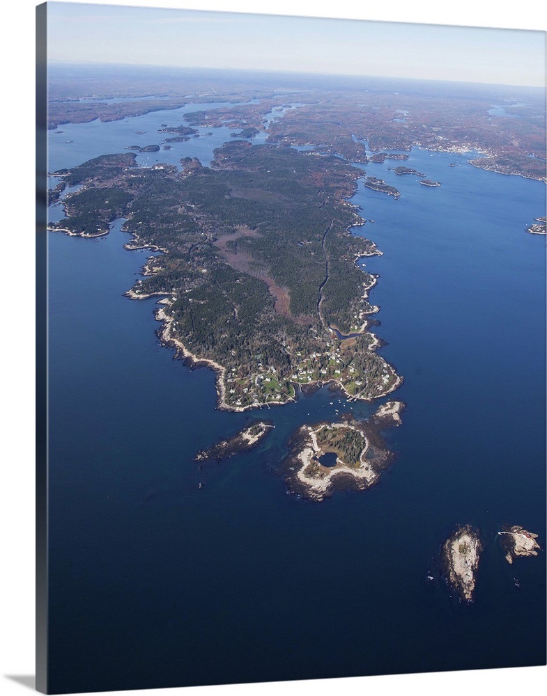 Southport Island, Southport, Maine Aerial Photograph Wall Art, Canvas