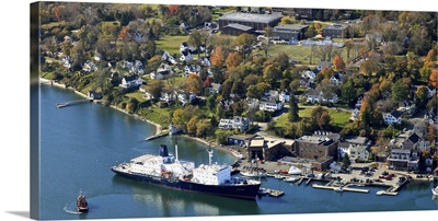 "State of Maine" At The Pier Of Maine Maritime Academy, USA - Aerial Photograph