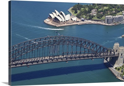 Sydney Harbour Bridge, Sydney Opera House, Australia - Aerial Photograph