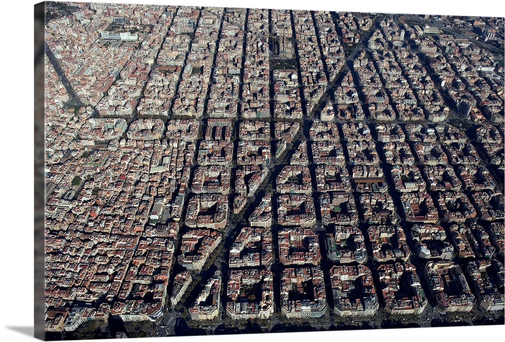 The Eixample District, Barcelona, Spain - Aerial Photograph
