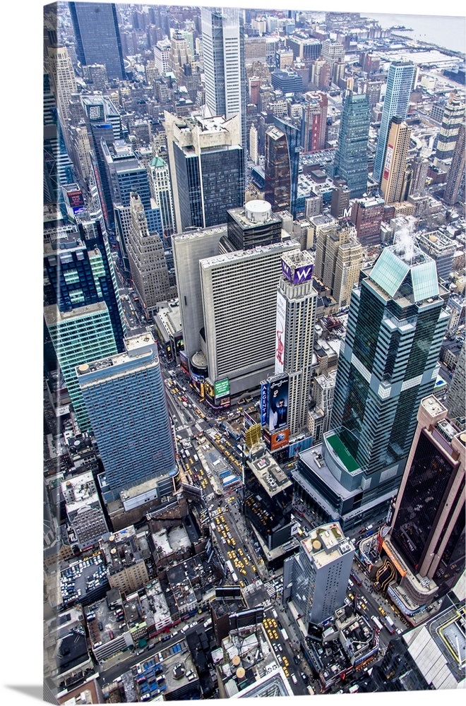 Time Square, New York City Aerial Photograph Wall Art, Canvas Prints