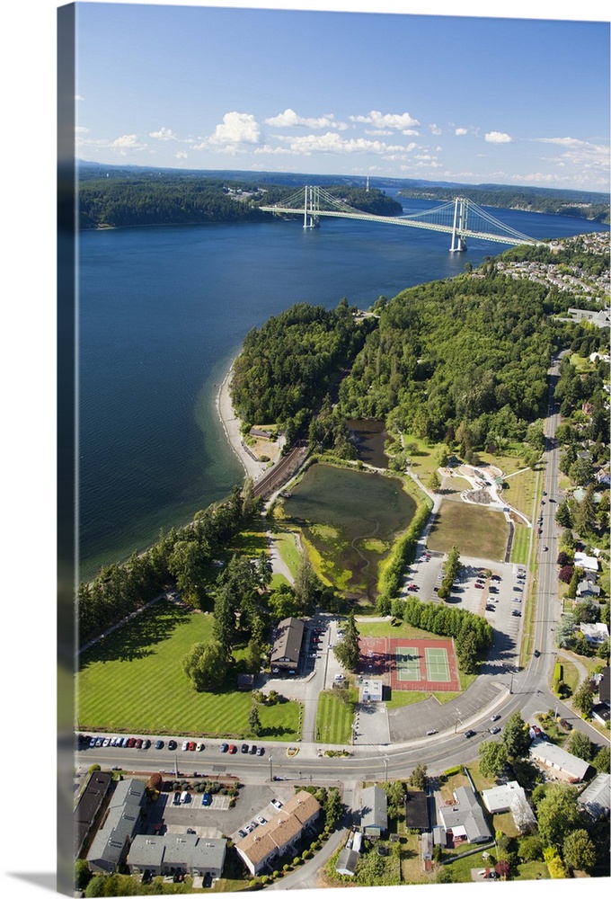 Titlow Park and Tacoma Narrows Bridge, Tacoma, WA, USA - Aerial Photograph