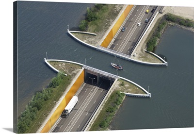 Veluwemeer Aquaduct, Harderwijk, Netherlands - Aerial Photograph