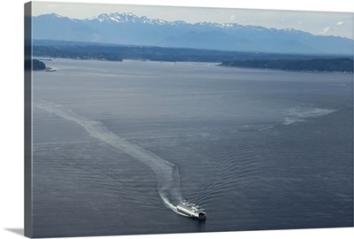 Washington State Ferry Approaching Fauntleroy Ferry Dock, Seattle - Aerial Photograph