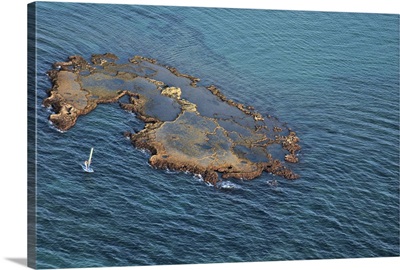 Windsurfing Around Mediterranean Reef, Israel - Aerial Photograph