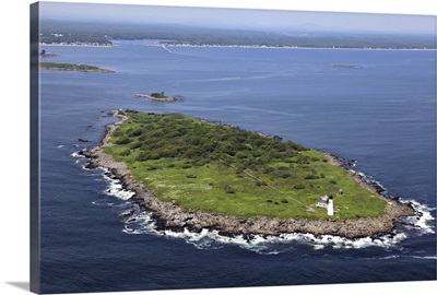 Wood Island Lighthouse, Biddeford, Maine, USA - Aerial Photograph