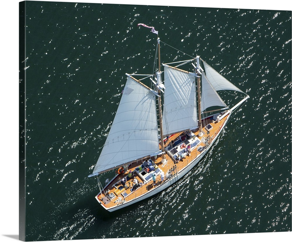 Yacht, Donweast, Maine - Aerial Photograph