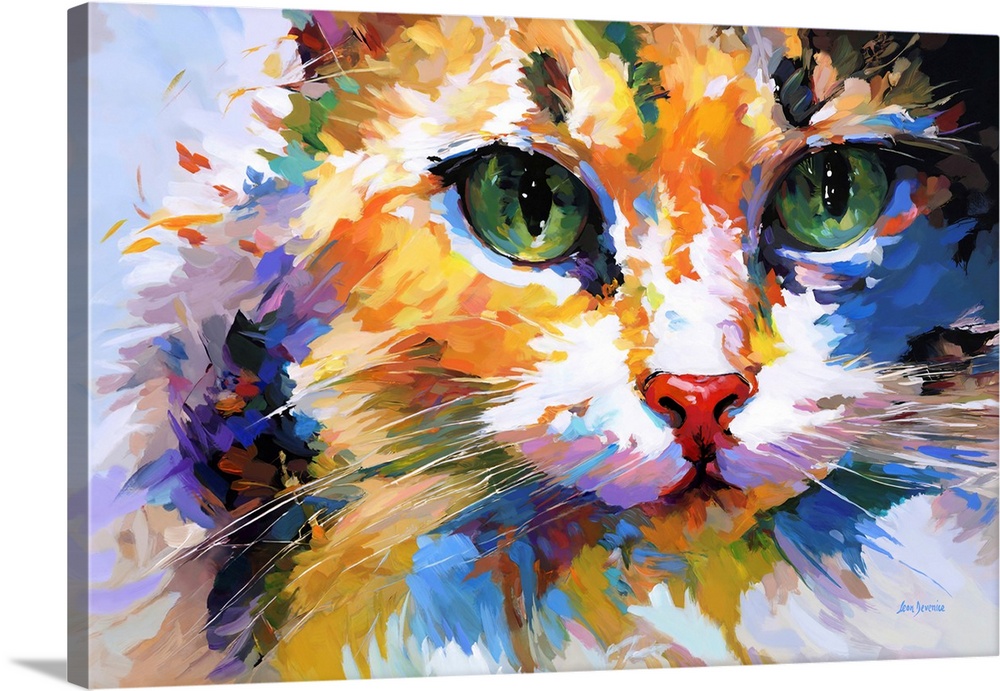 Contemporary abstract portrait of a colorful cat.