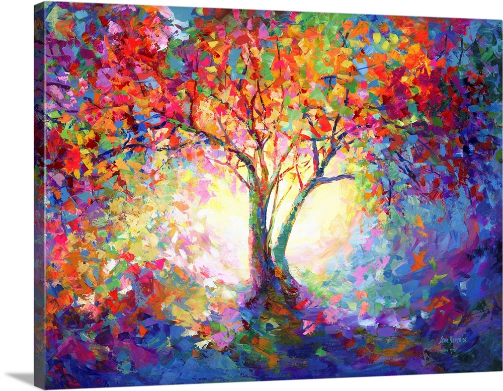 Contemporary painting of the colorful tree of life.