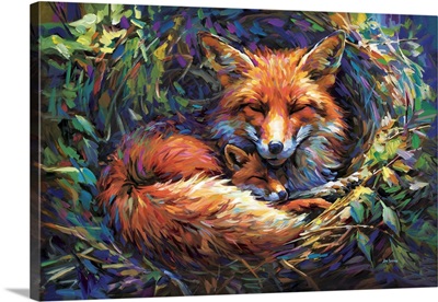 Foxes Nestled In Warmth