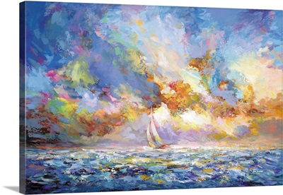 Sailboat Journey Through An Ocean Sunset