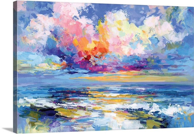 Vibrant Sunset Over Ocean Waves And Colorful Sky | Great Big Canvas