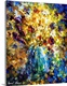 image thumbnail of Contemporary colorful painting of a bouquet of flowers in a blue vase.