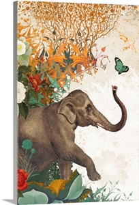 Elephant With Butterfly image thumbnail