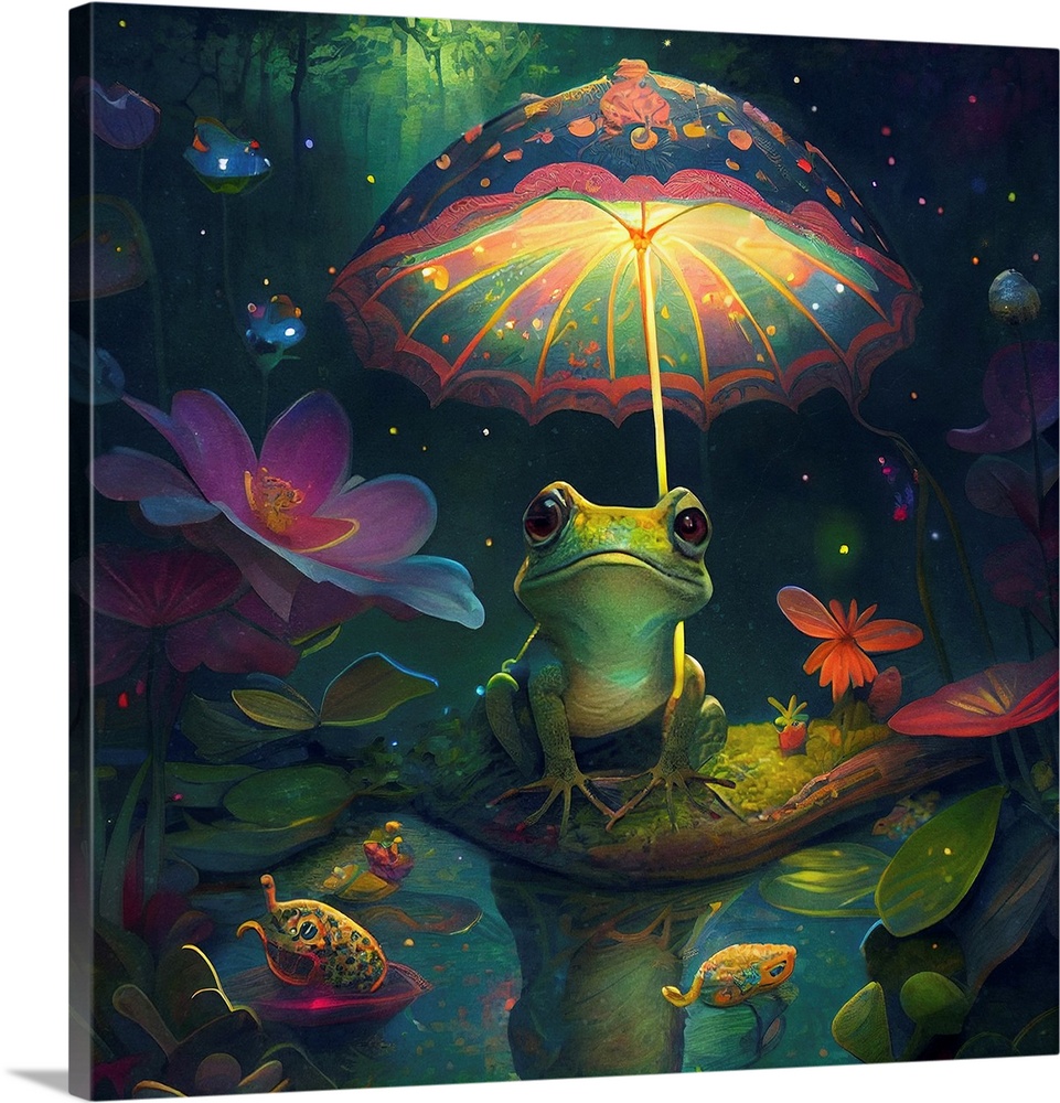 This image by JK Stewart for Duirwaigh Studios is of a frog with an umbrella.