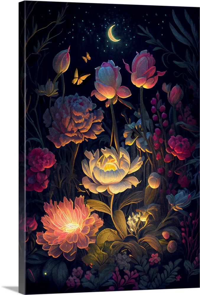 This image by JK Stewart for Duirwaigh Studios is of a moonlit field of florals.