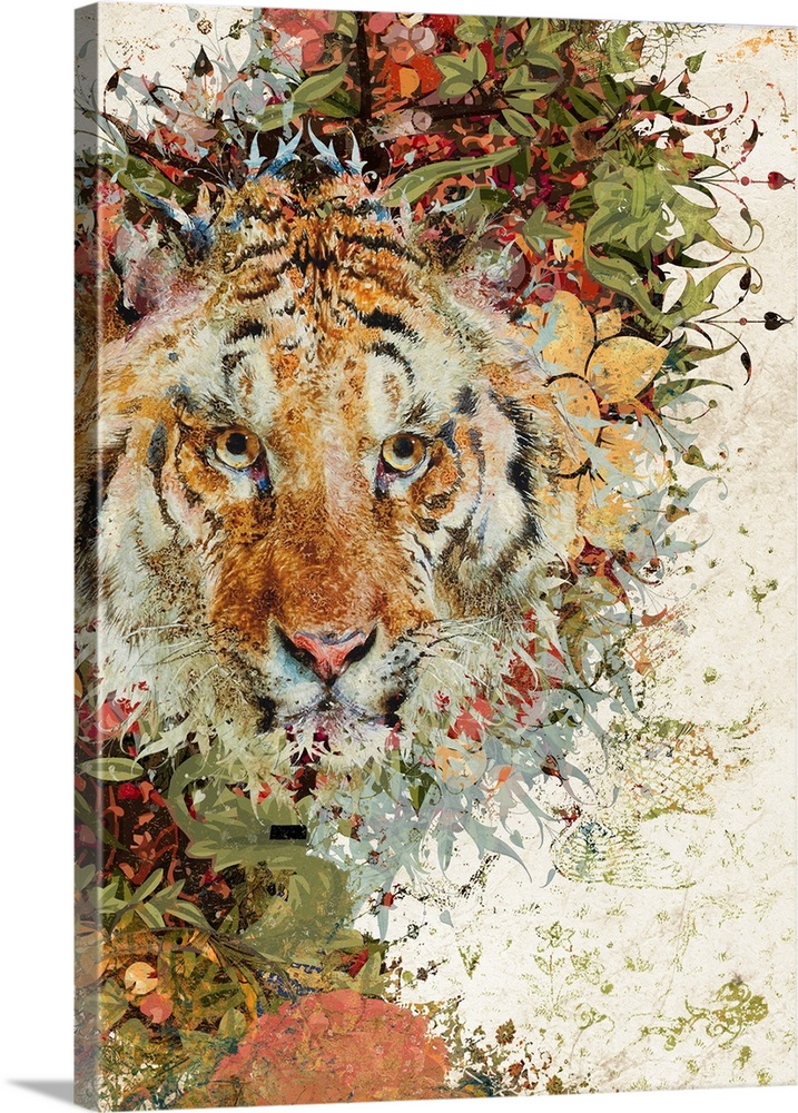 Tiger with ornate and abstract background