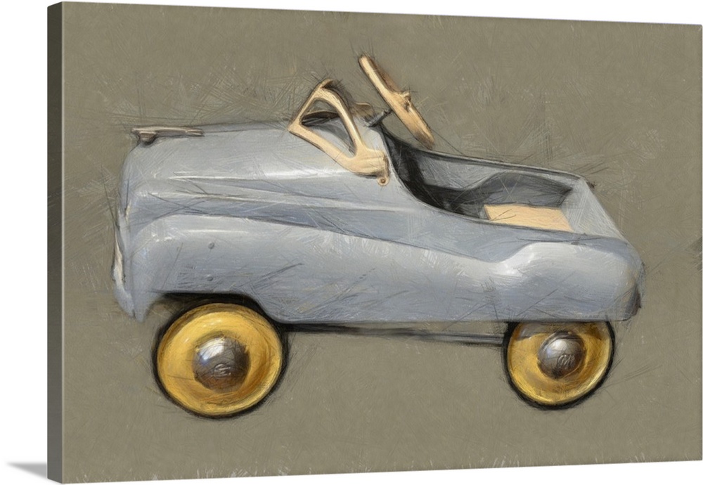 Contemporary artwork of a children's pedal car.