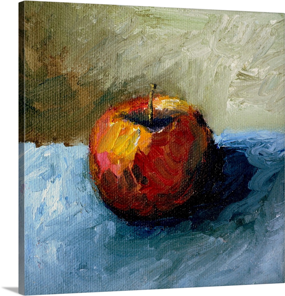 Contemporary still-life painting of fruit on a table.
