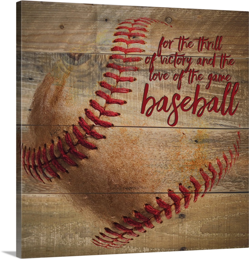 Faded baseball image on a wooden background.
