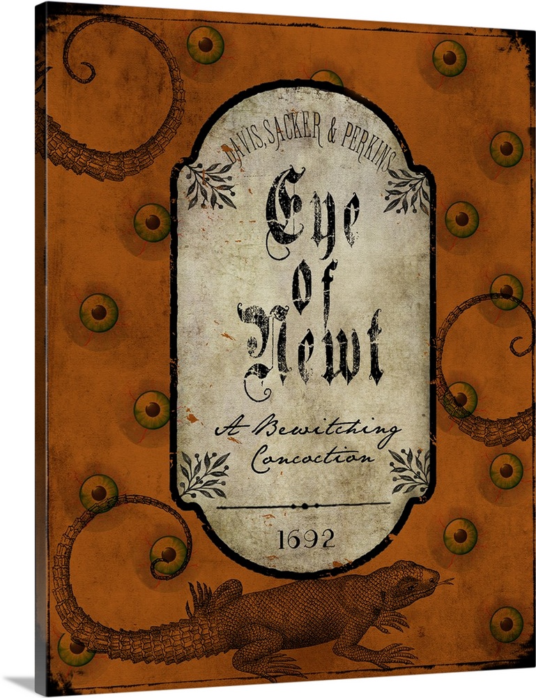 Halloween-themed label for the ingredient Eye of Newt.