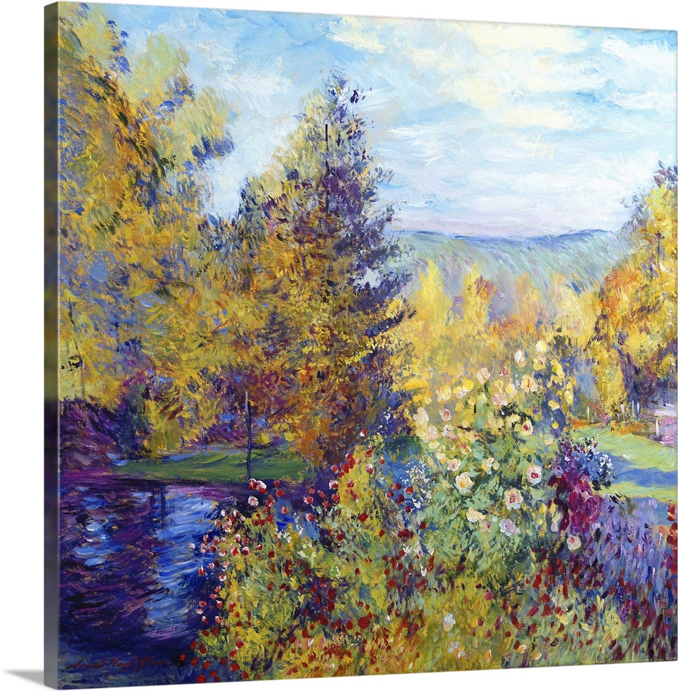 Landscape painting of the trees and flowers at Montgeron, inspired by Monet.